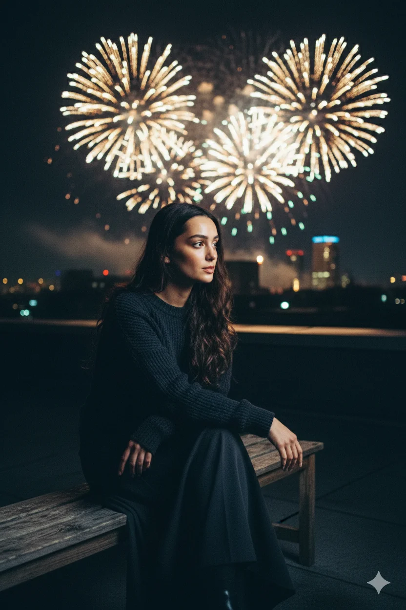 Cinematic New Year 2026 – Sitting Alone After Midnight